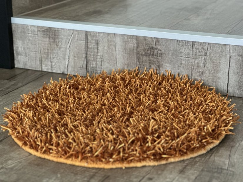 Ručně vyráběný kusový koberec SHAGGY MD průměr 60 cm - Barva: Béžová
