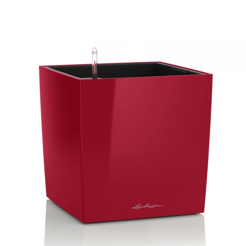 Lechuza CUBE 50 samozavlažovací květináč červená kompletní set