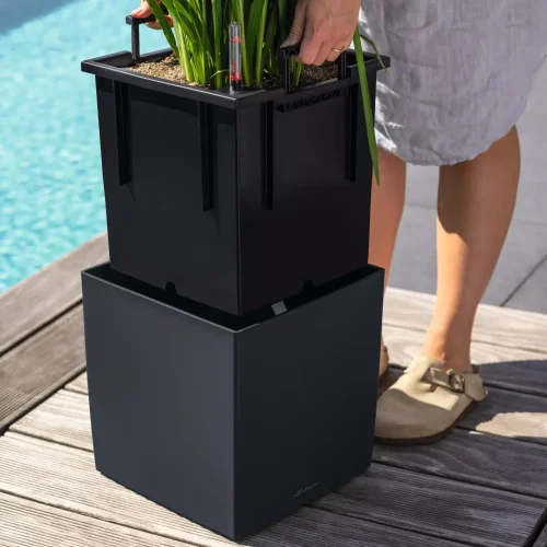 Lechuza CUBE Color 30 samozavlažovací květináč bílá kompletní set