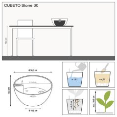 Lechuza CUBETO STONE 30 květináč samozavlažovací křemenová bílá kompletní set