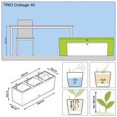 Lechuza TRIO COTTAGE 40 květináč samozavlažovací bílá kompletní set