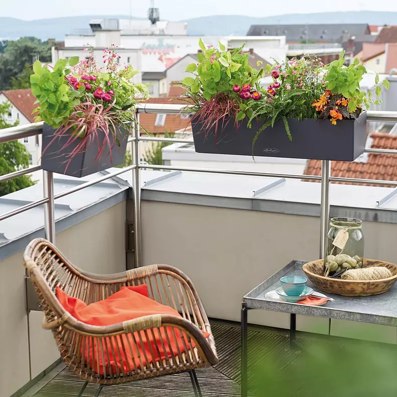 Samozavlažovací truhlík Lechuza BALCONERA COLOR 40 břidlicově šedá kompletní set