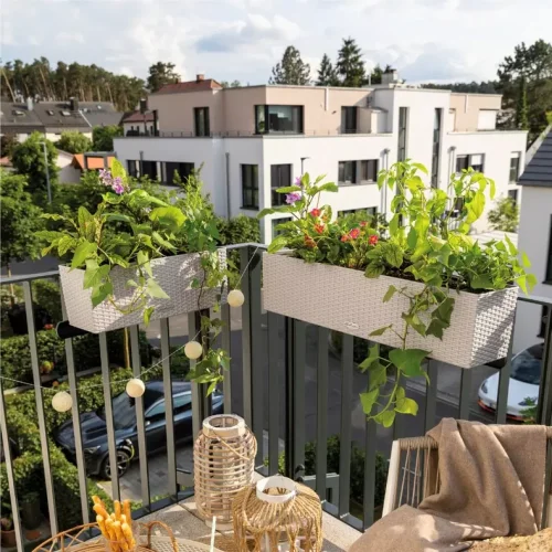 Samozavlažovací truhlík Lechuza BALCONERA COTTAGE 40 bílá kompletní set