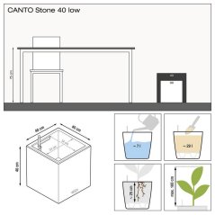 Lechuza CANTO STONE SQUARE 40 samozavlažovací květináč písková béžová kompletní set