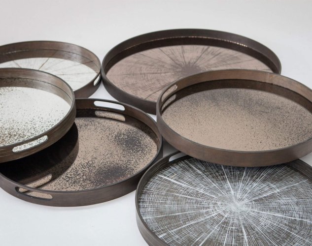 Ethnicraft kulatý podnos Tray skleněný Bronze L