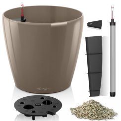Lechuza CLASSICO 28 samozavlažovací květináč světle hnědá kompletní set