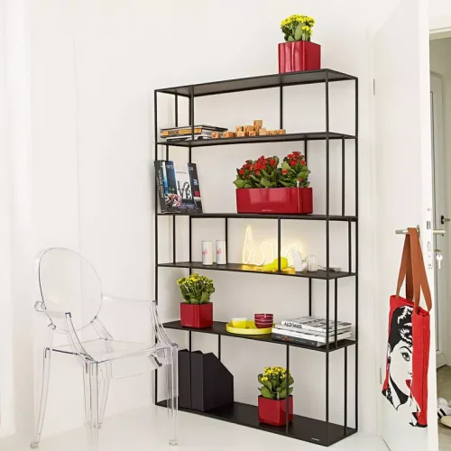 Lechuza CUBE GLOSSY TRIPLE samozavlažovací květináč bílý kompletní set