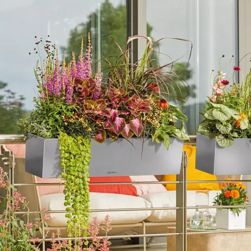 Samozavlažovací truhlík Lechuza BALCONERA 80 Steel - perleťově šedá