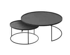 Konferenční stolky Ethnicraft Round Tray Coffee Table Set L/XL
